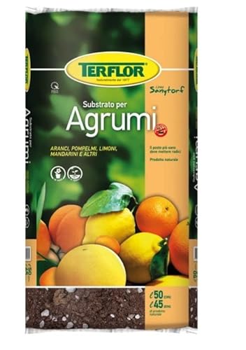 Terriccio Substrato di Torba per Agrumi 45 Lt Naturale Giardinaggio Concime Limone Arancio Mandarino Pompelmo