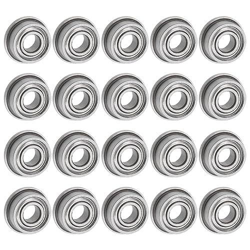 uxcell F683ZZ Flanged Ball Bearing 3x7x3mm Double Shielded Chrome Steel Flange Bearings, 20pcs