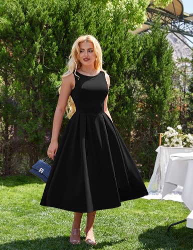 YMDUCH Women's Elegant Sleeveless Crew Neck Backless Swing A Line Evening Party Long Dress3