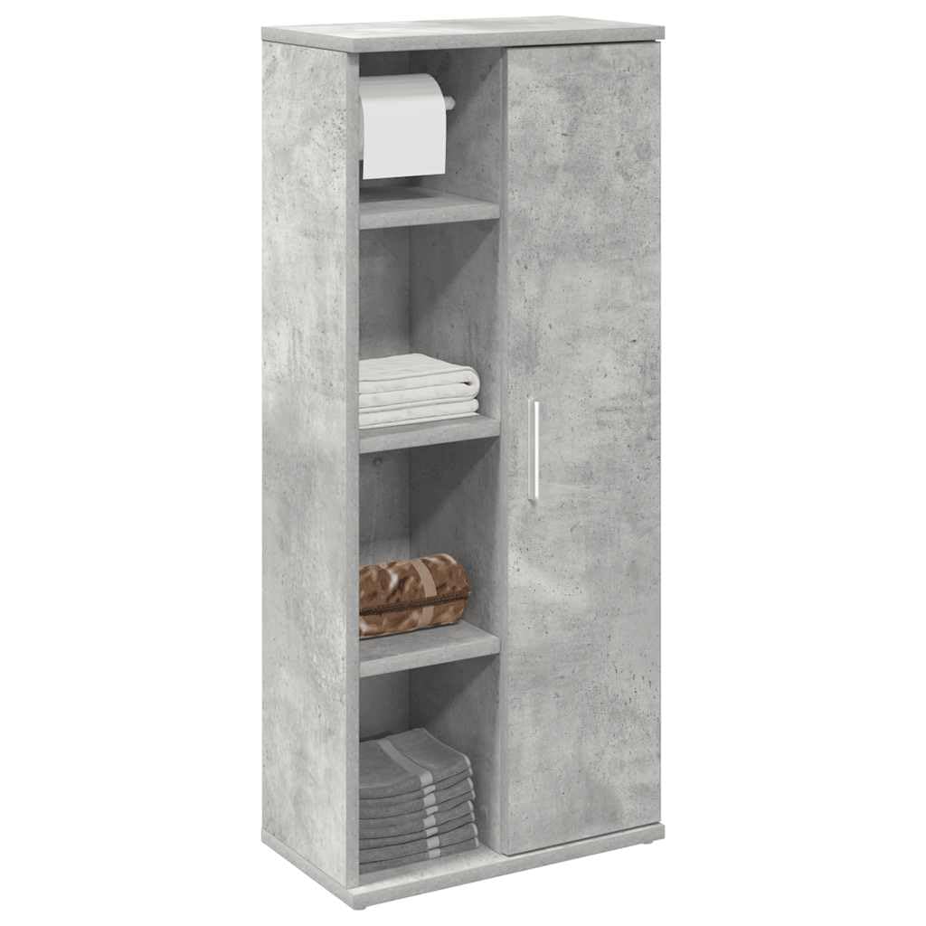 Mueble de baño gris cemento 39 x 22 x 90 cm con portarrollos | Tablero de partículas resistente a la humedad, capacidad de 60 kg, puerta reversible, fácil limpieza