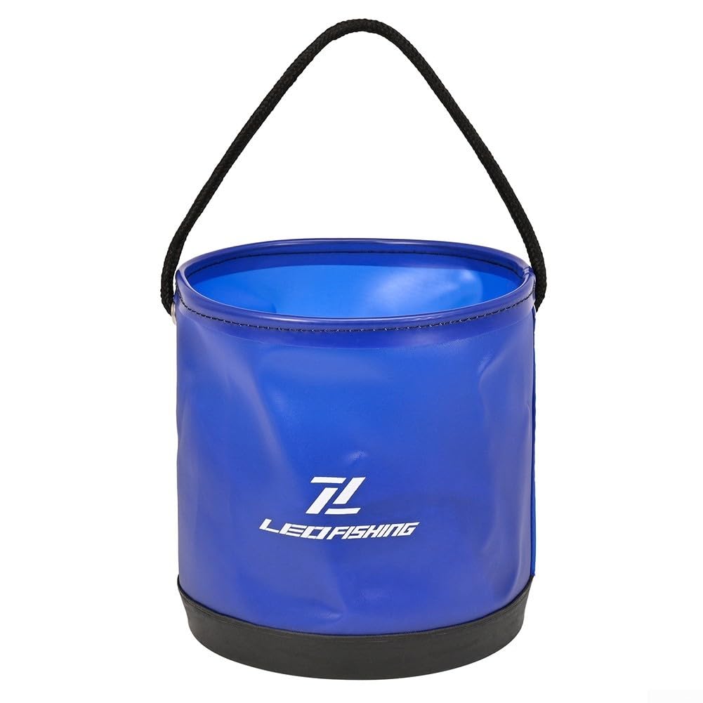 Seau de pêche étanche 4 5 L EVA pliable pour le camping, la randonnée et le nettoyage de voiture avec bretelles réglables (bleu)