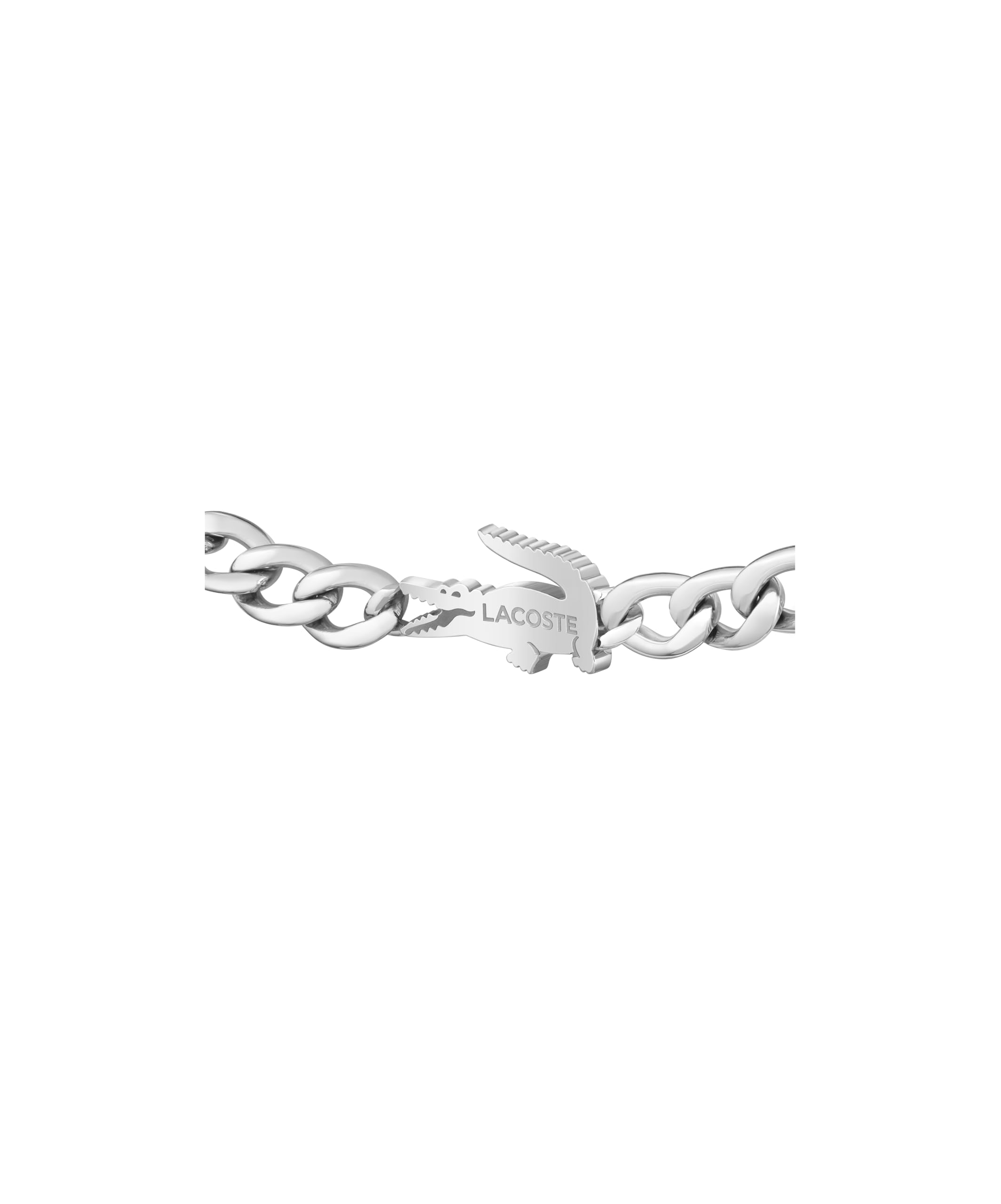 Lacoste Bracelet en Chaîne Pour Homme et Femme Collection CROCODILE en Acier Inoxydable avec un Charm en forme de Crocodile - Disponible en Version Or ou Argent