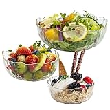 JGKYLDZ Glass Salad Bowl salads Set of 3 – Vintage Phnom Penh Mixing Bowls,for Fruits, salads, Ice Cream, Snacks & Parties – BPA-Free Serving Bowls For Kitchen, Dining, Entertaining (3)