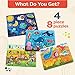 B. toys- Peek & Explore 4-Pack: Bus, Sea, Space, Dino- Chunky Puzzle 4-Pack – Wooden Puzzles – Sea, Space, Bus, Dinos – 8 Pieces Each – 2 Years +