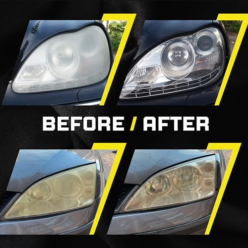 Phantom Clear 3-Step Headlight Restoration Kit – Removes Yellowing, Haze & Oxidation | No Tools Needed | Lasts Up to 2 Years | for All Vehicles