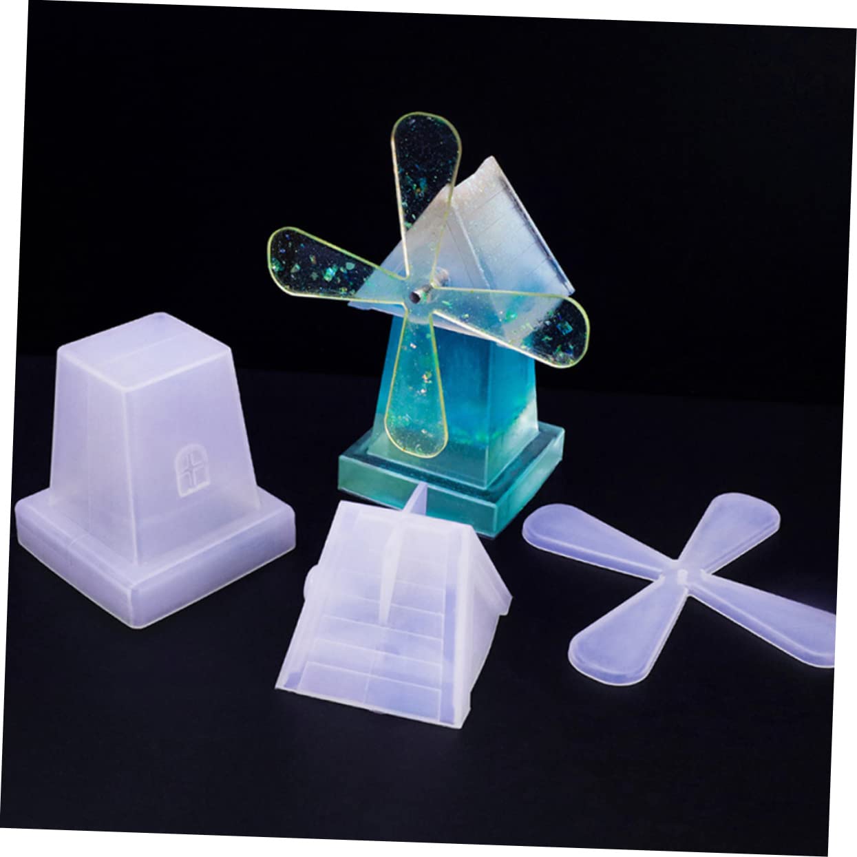 EXCEART 5juegos Molde De Silicona Para Viento Rotatorio Moldes De Epoxi Para Manualidades Incluye Accesorios y Material Duradero y Flexible