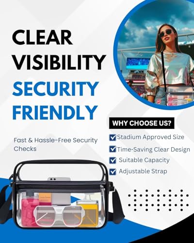 Christmas Gift for Women,Stadium-Approved Clear Bag for Women Gift,Transparent PVC See Through Shoulder Bag with Removable Strap for Concerts, Gameday, and Stadium2