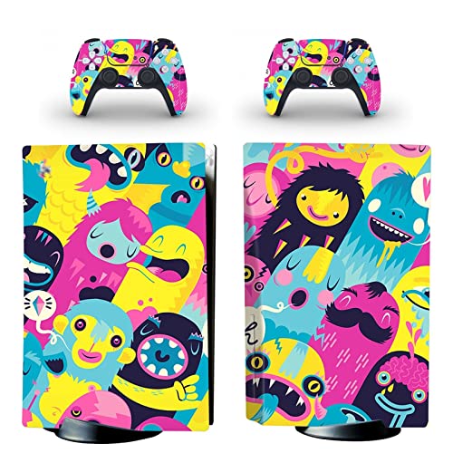 Preisvergleich Produktbild TANMii Anime Aufkleber Skin Für PS5 Disk Edition Konsole Und 2 Controller Vinyl Cover Skins Wraps, Blasenfrei, Langlebig, Kratzfest 60297