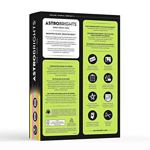 Image of Bright Color Paper, Neenah Astrobrights, Letter Paper Size, 24 Lb, Assorted Colors, Ream of 500 Sheets (Pack of 2)