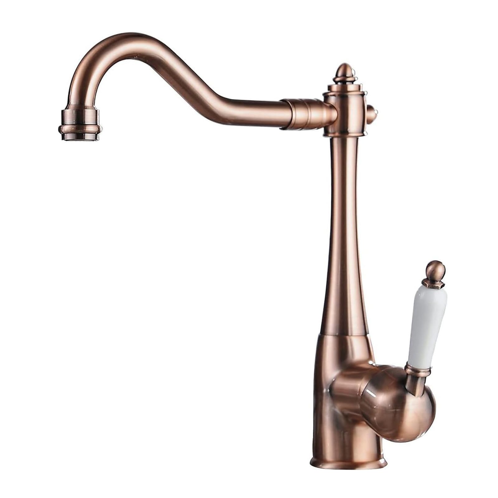 ZYCHSJXA Kitchen Sink taps Brass Hot and Cold Water Single Handle Rotable Taps for Hole,Retro Red
