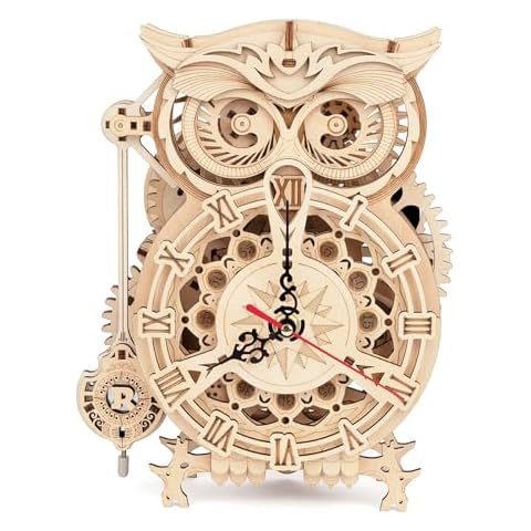 ROKR 3D Wooden Puzzles for Adults Owl Clock - Mechanical Model Building Kit DIY Hobbies for Men Women 161PCS Clock Puzzle Creative Craft Gift Home Decor for Family Cover
