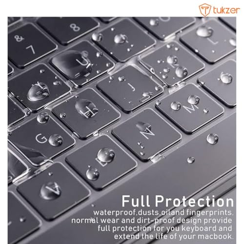 Image of Tukzer Ultra Thin Protector Skin Keyboard Cover for 2026-2021 M5 M4 M3 M2 M1 MacBook Air 13.6 inch 15 inch A3240 A3113 A2681 A3241 A3114 A2941, Pro 14 inch 16 inch A3434 A3112 A3185 A3401 A3403 A2442, Neo 13 inch A3404
