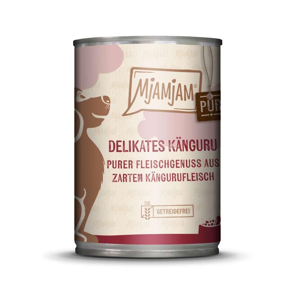 MjAMjAM - premium wet food for dogs - pure meat enjoyment - delicious pure kangaroo, pack of 6 (6 x 400 g), grain-free with extra meat
