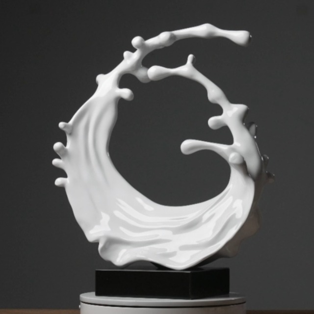 Figura Decorativa Abstracta Ola de Mar Blanca 16.5 pulg miniatura 7