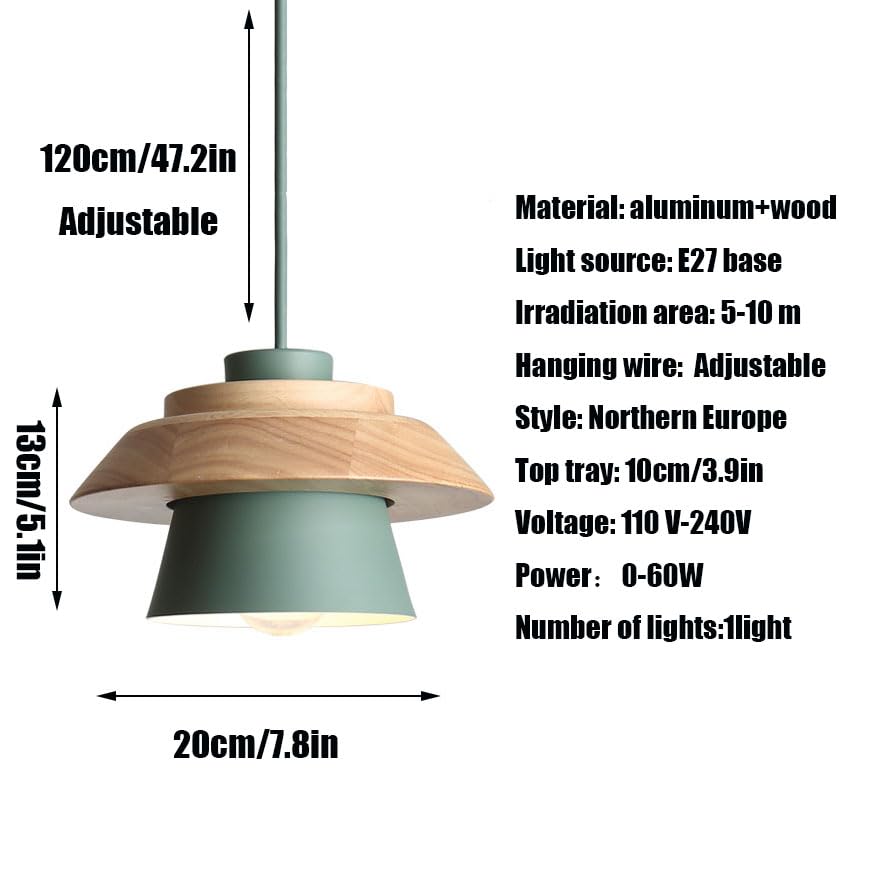 Lustre en fer et bois E27 suspension design pour balcon - 8