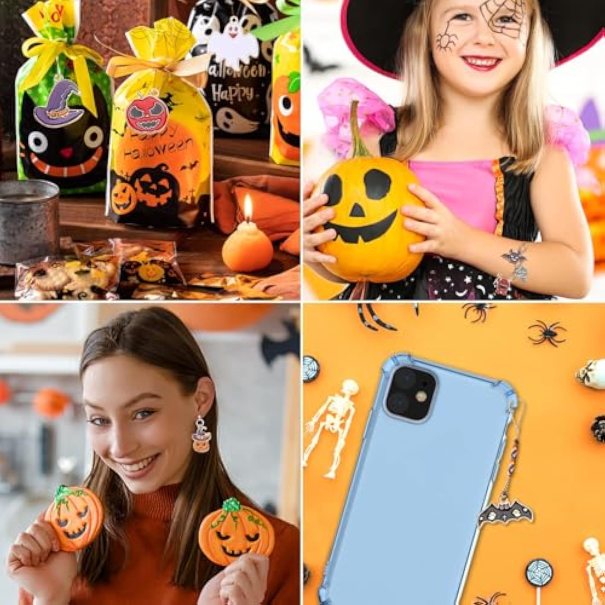 110 Pieces Halloween Charms Gold Enamel for DIY Crafts