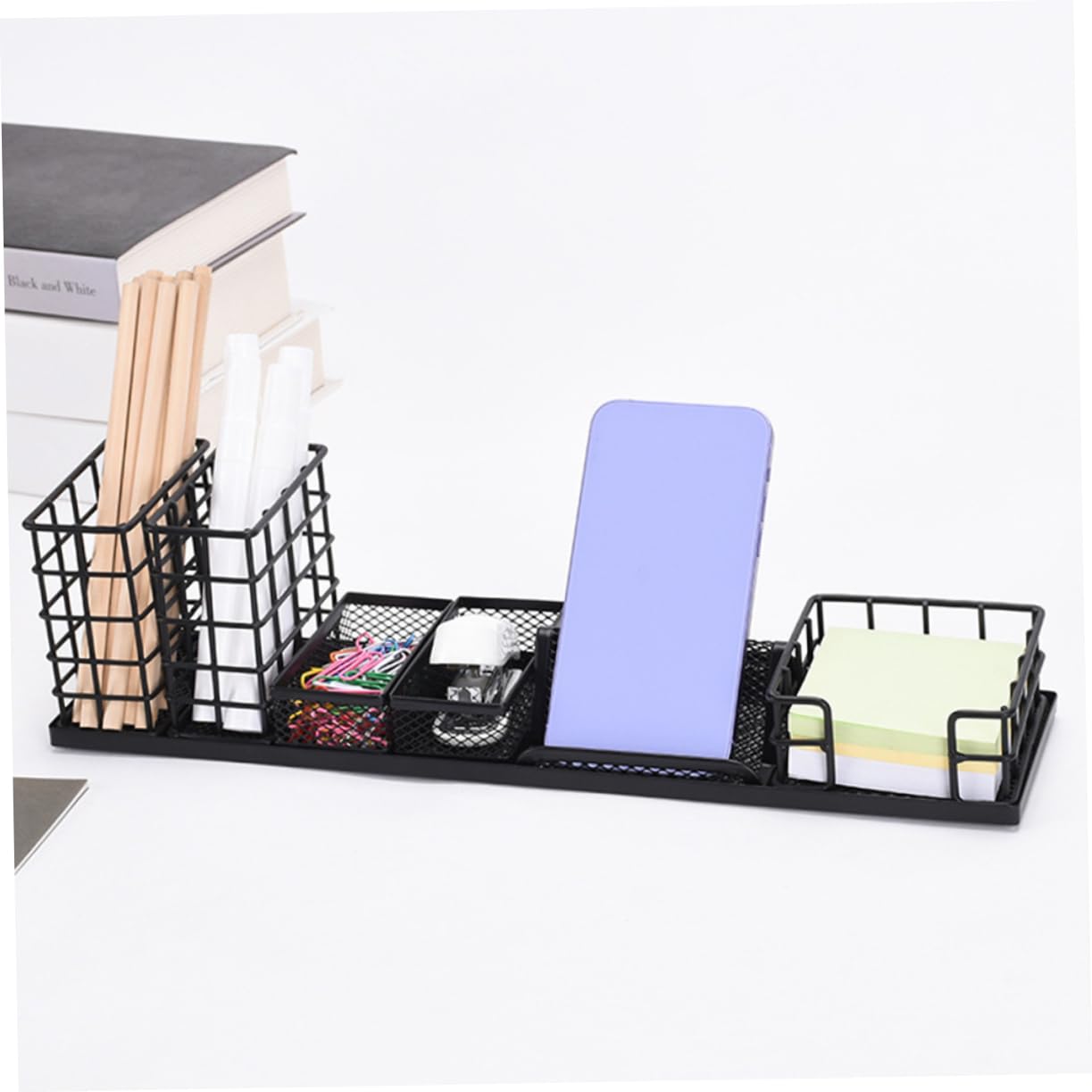 Portapenne Da Scrivania in Metallo Set 7 Pezzi, Contenitore Per Matite Grande Capacità Scomparti Separati, Organizer Multifunzione Resistente Allo Sbiadimento Per Ufficio e Casa