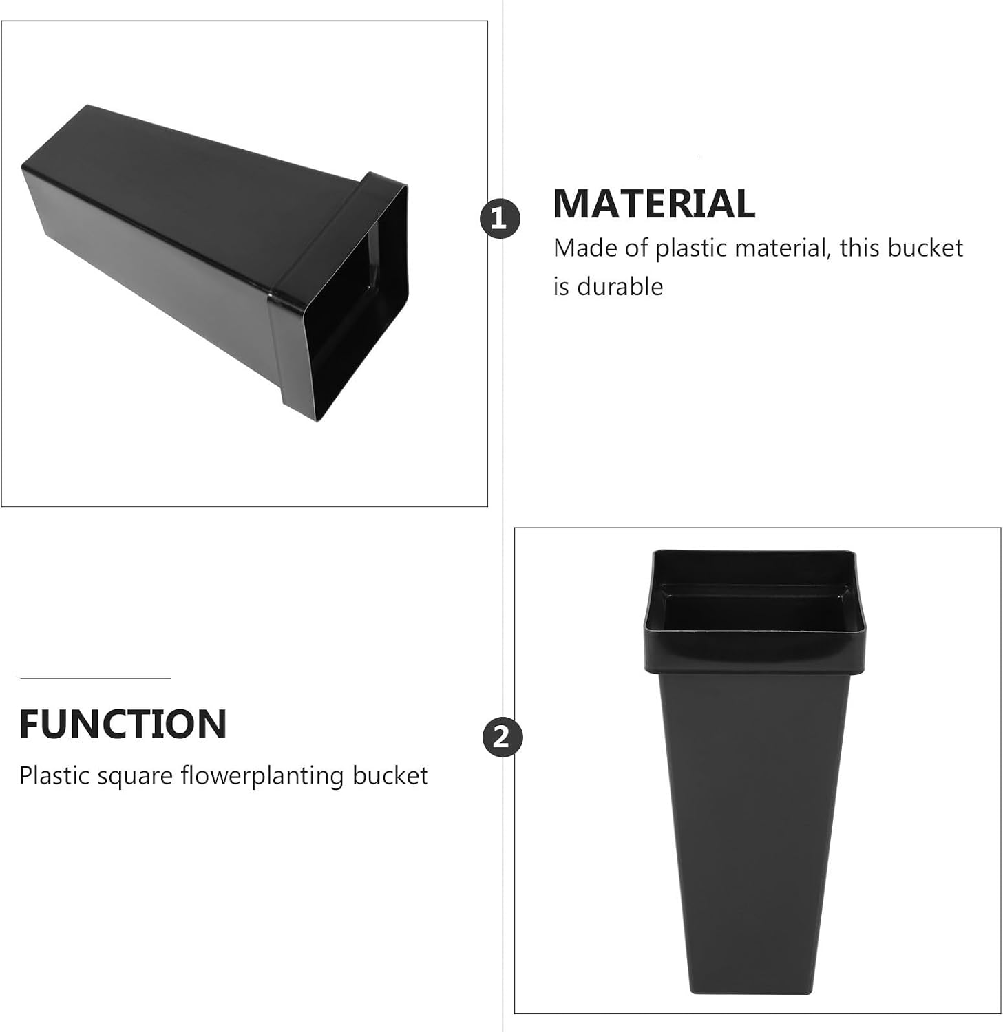 PRETYZOOM Plastic Flower Bucket for Florists and Home Display Black