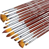 DUGATO Artist Paint Brush Set 13pcs, Long Handle Oil Acrylic Paint Brushes, Watercolor Brush Set for Body, Face, Rock, Canvas Drawing Art Crafts