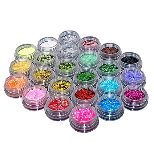 Cascove 24 Colour Fine Dust Festival Glitter Temporary Tattoos Body Art Eye Shadow Hena