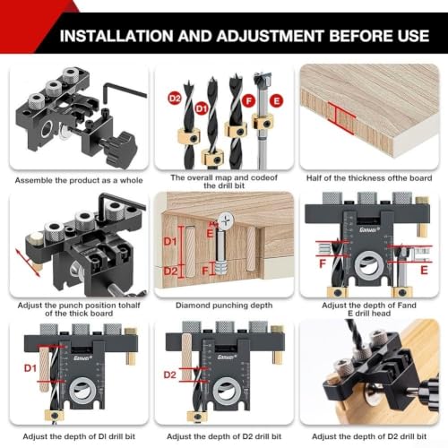 Herramienta perforadora 3 en 1 para madera con mangas de taladro intercambiables y tope 5