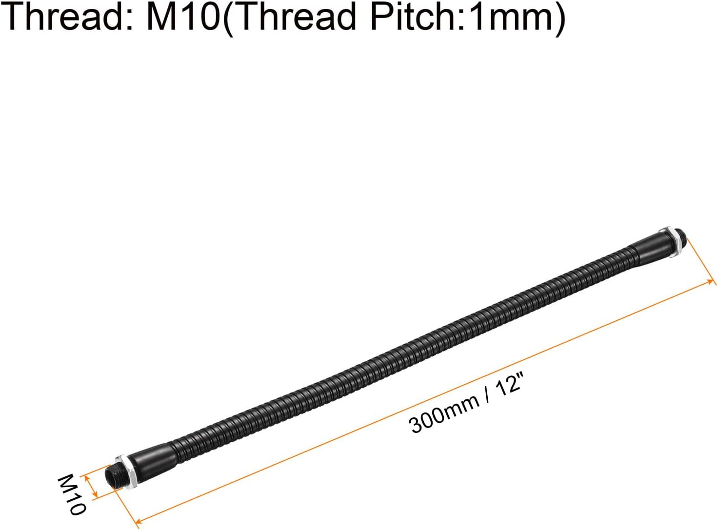 PATIKIL 12″ Microphone Gooseneck, M10 Thread Metal Universal Hose