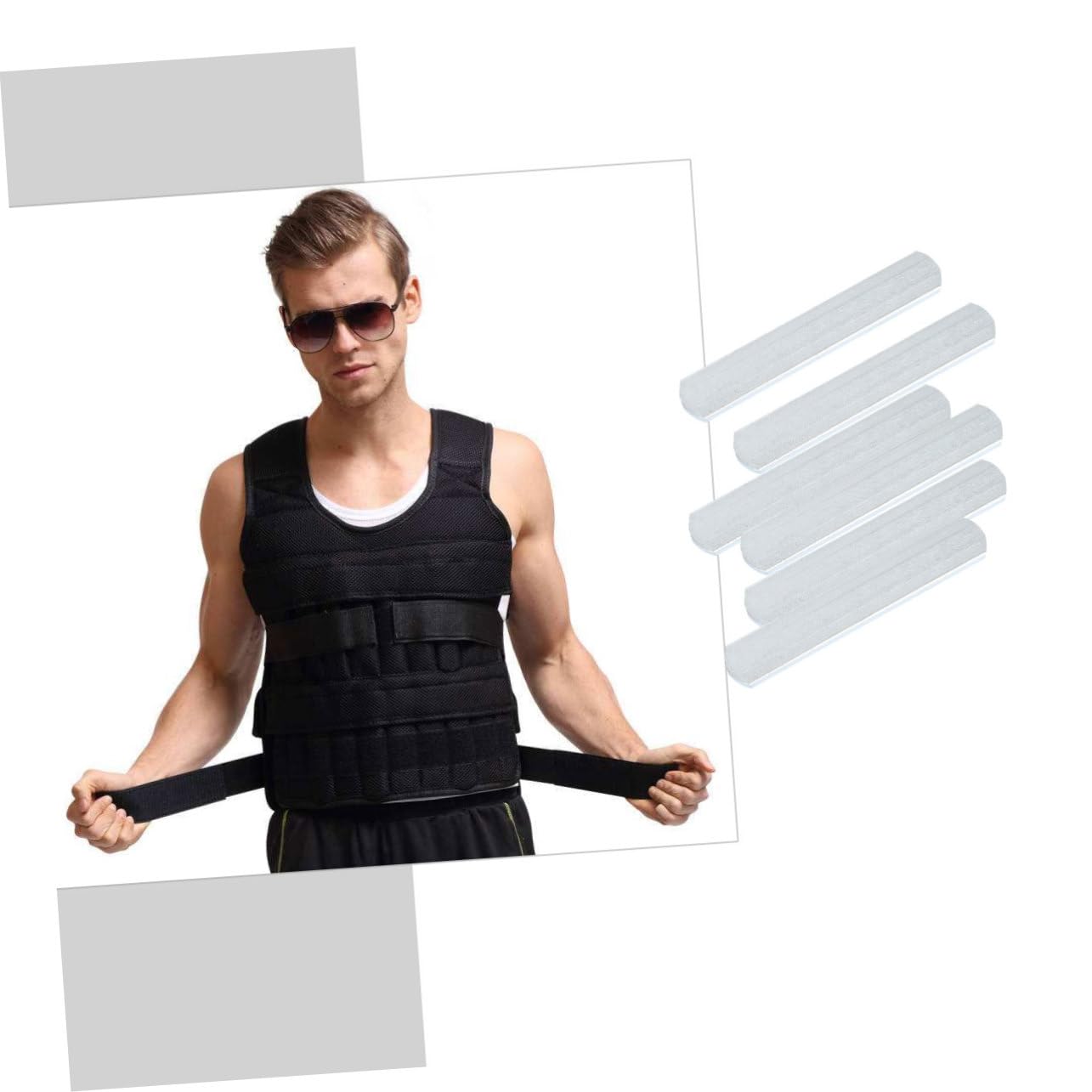 VICASKY Plaques D'acier Lestées 6pcs pour Entraînement Fitness à Domicile, Barre de Musculation Pratique en Acier Argenté, Améliore la Performance Sportive
