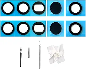 Conjunto com 2 peças de reposição para lente traseira da câmera traseira para Samsung Galaxy S23 Ultra, kit de substituição de vidro para lente traseira com adesivo pré-instalado e kit de ferramentas