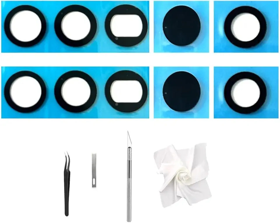 Conjunto com 2 peças de reposição para lente traseira da câmera traseira para Samsung Galaxy S23 Ultra, kit de substituição de vidro para lente traseira com adesivo pré-instalado e kit de ferramentas
