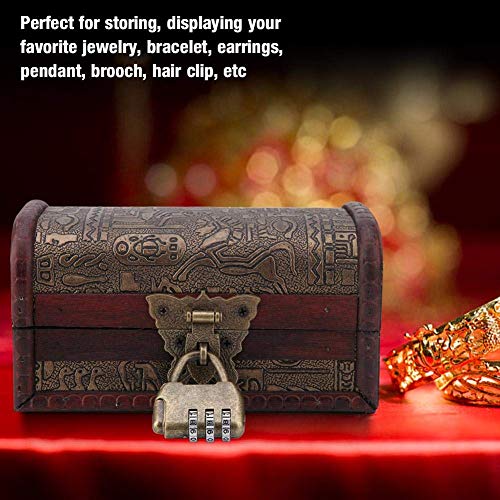 Walfront Wooden Jewelry Box, Vintage European Style Classical Wooden Case Jewelry Storage Box Container Home Decoration For Storing, Displaying Jewelry, Bracelet, Earrings (#1: Password Lock S) #TOP4