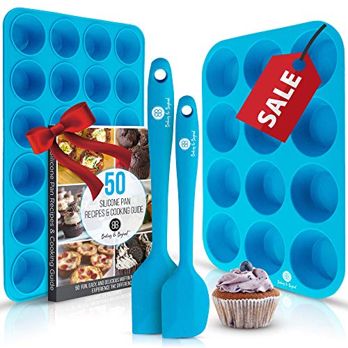 Baking & Beyond Premium Silicone Muffin Pan - Non Stick Silicone Cupcake Pan