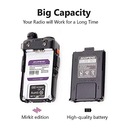 2PCs Baofeng Radios UV-5R MK5 8 Watt MP Max Power 2020 1800 mAh Li-ion Battery with Programming Cable Compatible for Baofeng Two Way Amateur Ham Radio Walkie Talkie, Mirkit Edition - Thumbnail 4