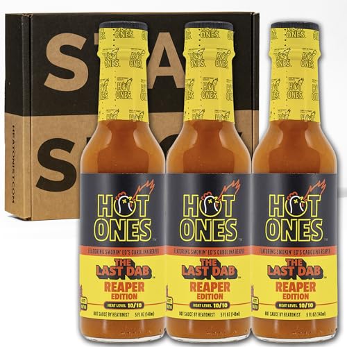 Image of Hot Ones Last Dab Hot Sauce The Last Dab Reaper Edition Carolina reaper Hot Sauce 5 Fl Oz Pack of 3