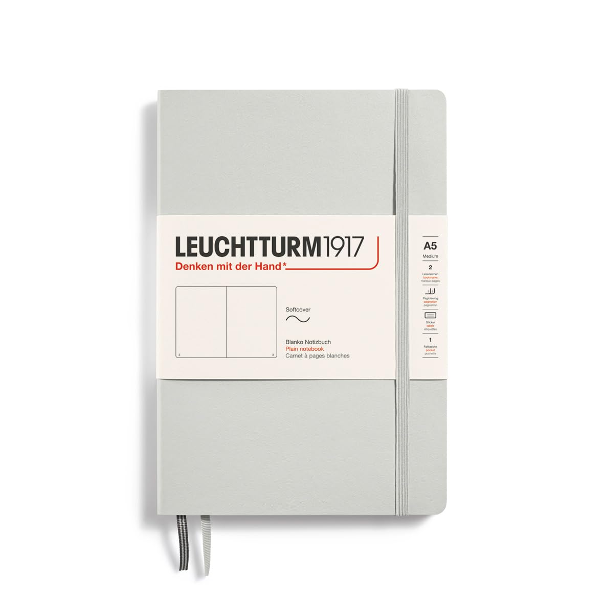 LEUCHTTURM1917 367262 Notebook Medium (A5), Soft Cover, 123 Numbered Pages, Light Grey, Blank — image 1