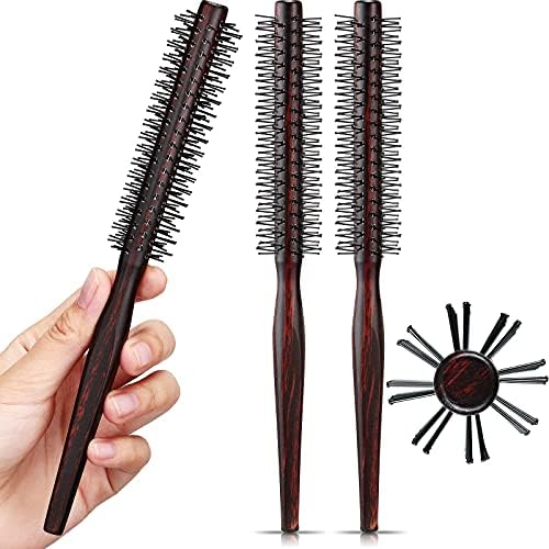 3 Pieces Small Round Brush for Short Hair, 1 Inch Styling Hair Brush for Pixie Hair, Quiff Roller Nylon Bristle for Bangs, Thin Hair, Fine hair, Curling