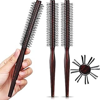3 Pieces Small Round Brush for Short Hair, 1 Inch Styling Hair Brush for Pixie Hair, Quiff Roller Nylon Bristle for Bangs, Thin Hair, Fine hair, Curling