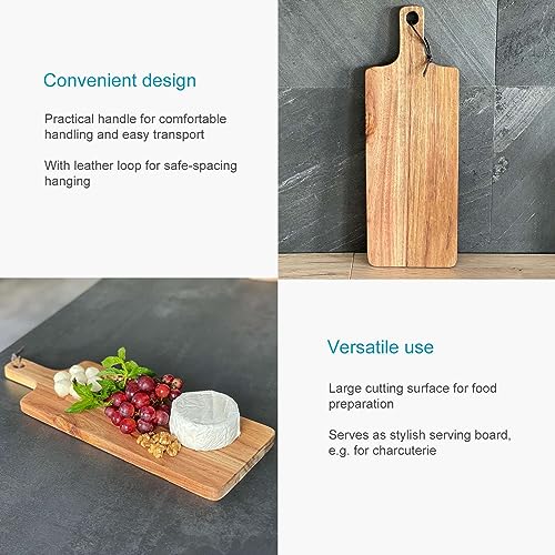 Tabla de cortar de madera Intirilife compacta de 43 cm para pan y carne 4