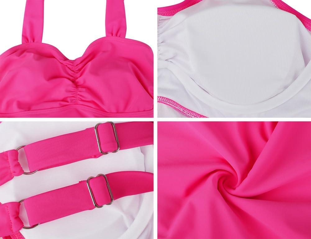 Hilor Women's Underwire Tankini Top Ruched Slimming Tummy Control Bathing Suit Top Shirring Push Up Swimsuit Tops - Image 7