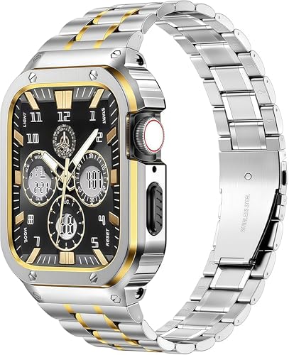 Image of MioHHR Stainless Steel Band with Case for Apple Watch Bands 41mm /40mm /38mm