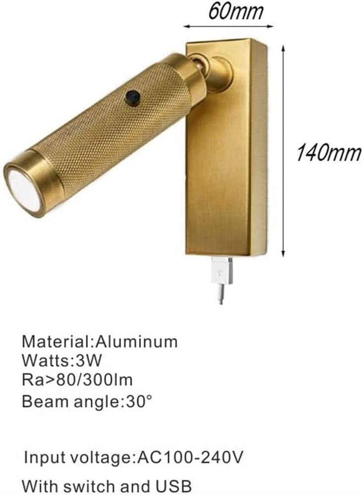 Applique da Parete per Interni Lampade da Parete LED Moderne E Regolabili Luce da Comodino con Porta di Ricarica USB E Interruttore per Camera da Letto E Soggiorno