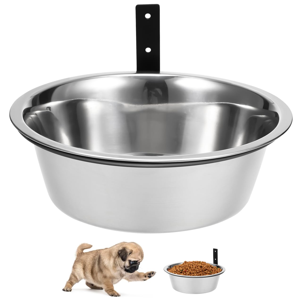 Hohopeti Wall Mounted Dog Bowl Hanging Stainless Steel Elevated Pet Feeding Bowl Raised Dog Cat Food and Water Dish for Home Puppy Kitten