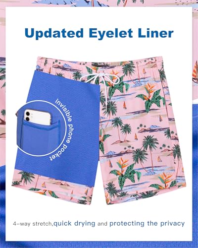 Image of SURF CUZ Mens Swim Trunks with Compression Liner Swim Shorts 7 inch Swimming Trunks Stretch 7 Inch Swim Suits Quick Dry