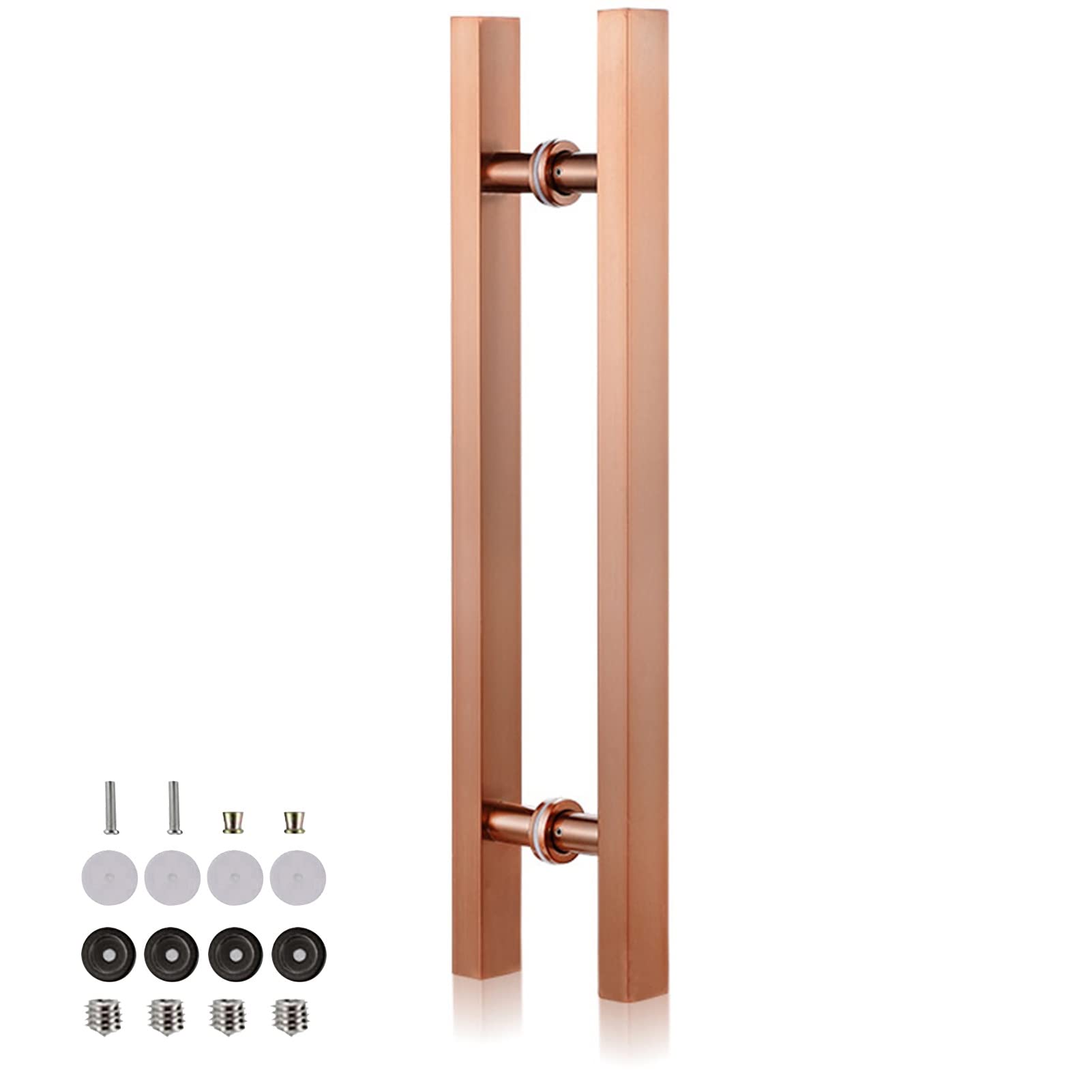 DFGHNBVC Heavy Duty Stainless Steel Sliding Barn Door Pull Handle With Installation Tools - Front Entry Push Handle For Wood Glass Doors, Commercial Grade Design,Rose Gold-120Cm/47In