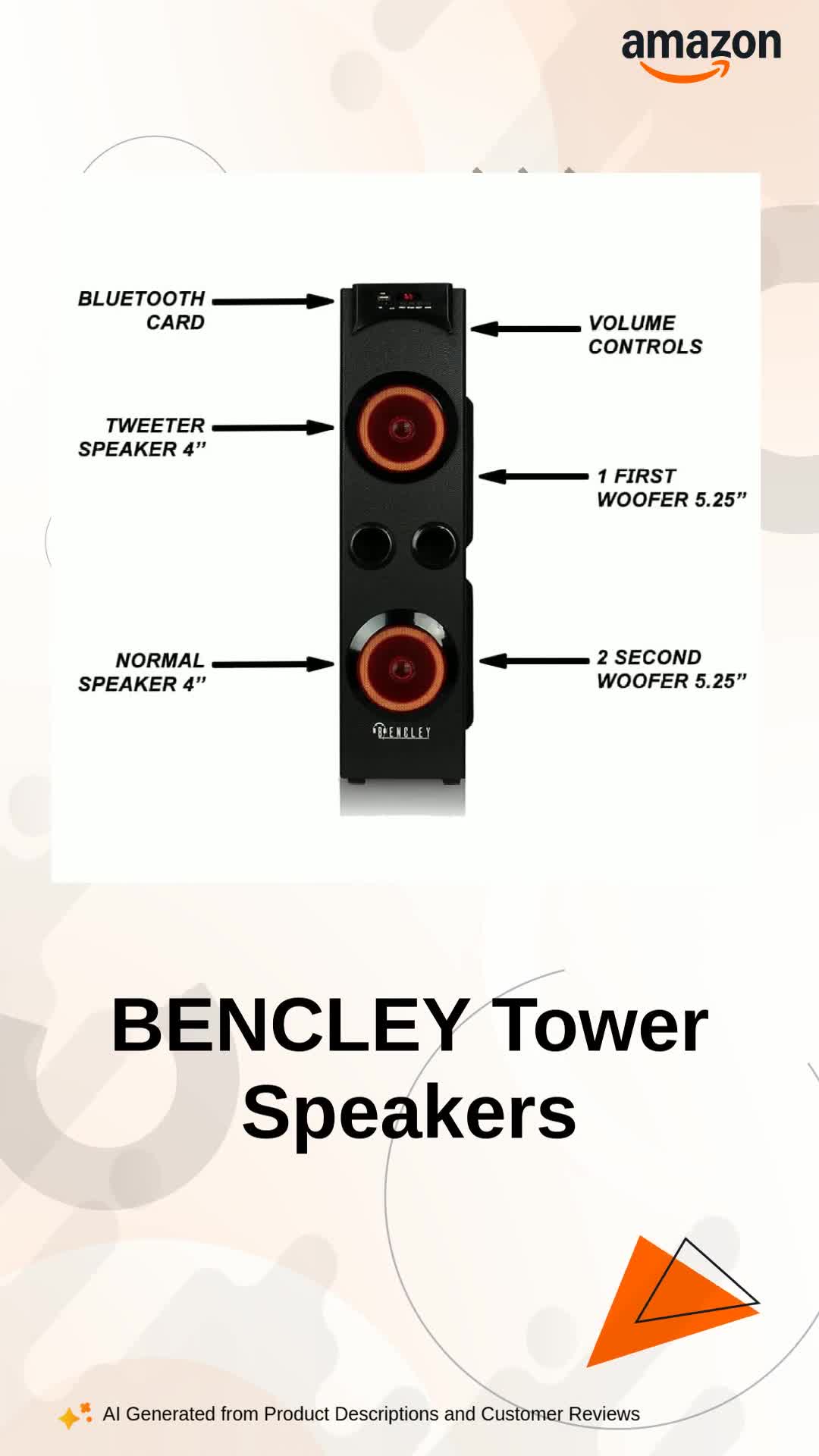 BENCLEY Double Woofer Tower Speakers/Bluetooth Speaker/Multimedia