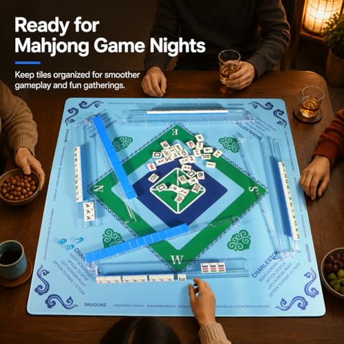 Set de 4 racks extendidos de mahjong con dados y bolsa miniatura 7