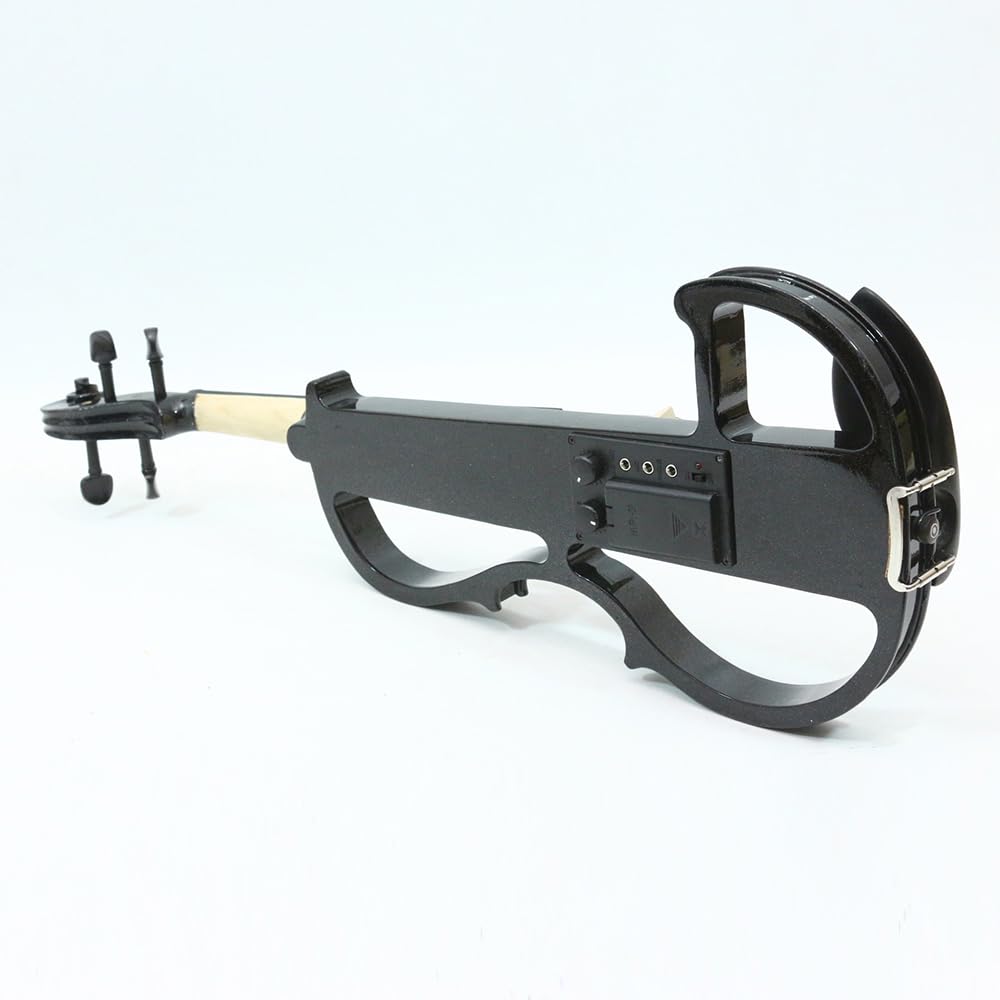Violino Elettrico 4/4 Full Size, Violino Elettrico Silenzioso, Corpo in Legno massello, Accessori in Ebano, con Custodia, Archetto, Cuffie, Cavo, Corde per Studenti, Principianti e Adulti (n