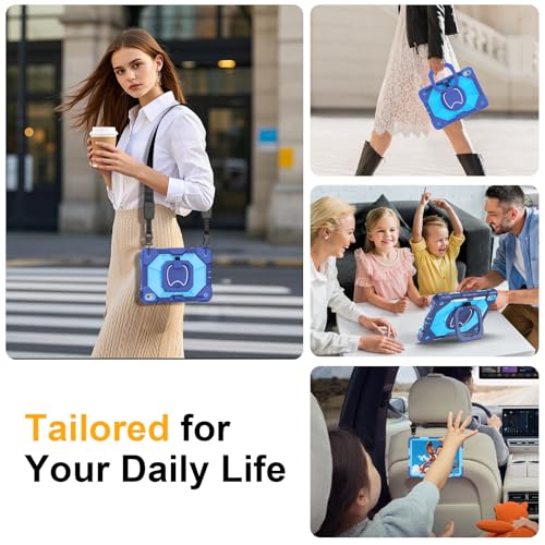 Image of Case for iPad (A16) 11th Generation 11 Inch 2025, Ubearkk for iPad 10th Generation 10.9 inch 2022 case with Screen Protector 360 Degree Rotating Stand Shoulder Strap Pencil Holder, Navy Blue