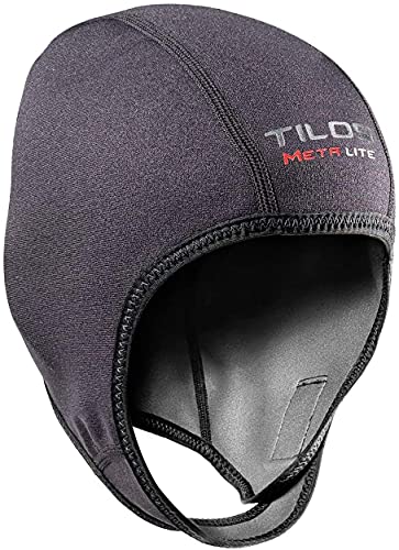 Tilos 1mm Metal-Light Coated Neoprene Adjustable Beanie for Surf Surfing Kayak Rafting Canoe Snorkel Swimming Cap Hat (Black, Large)