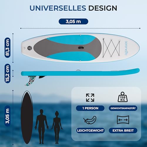 SereneLife Stand Up Paddling Board Set 305cm- Farbe: Blau - 5