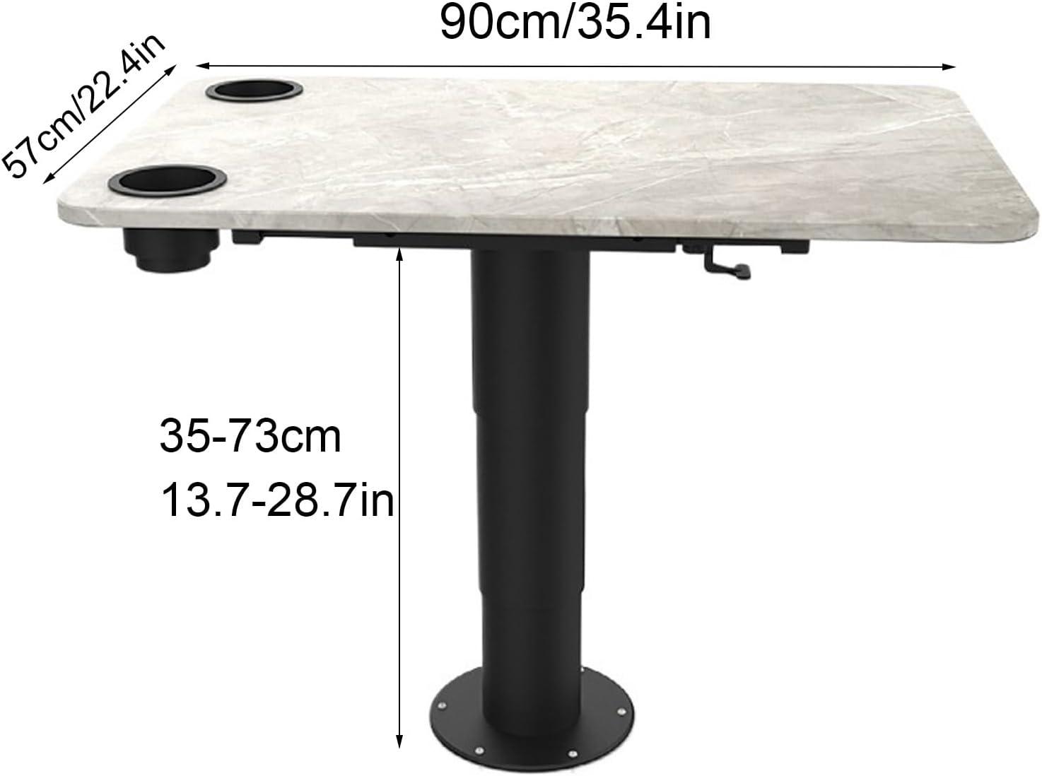 Rv Dinette Table, Boat Tables Adjustable Height, Caravan Table with Two Cup Slots, Retractable Aluminum Alloy Stand for Caravans(Natural)